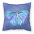 Butterfly on Slate Blue Fabric Decorative Pillow