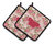 Butterfly Shabby Chic Pink Roses  Pair of Pot Holders