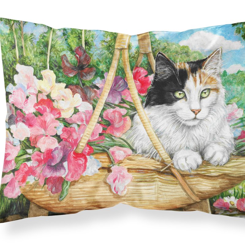 Caroline's Treasures Cat In Basket Fabric Standard Pillowcase
