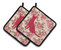 Cat Shabby Chic Pink Roses  Pair of Pot Holders