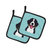 Checkerboard Blue Bernese Mountain Dog Pair of Pot Holders