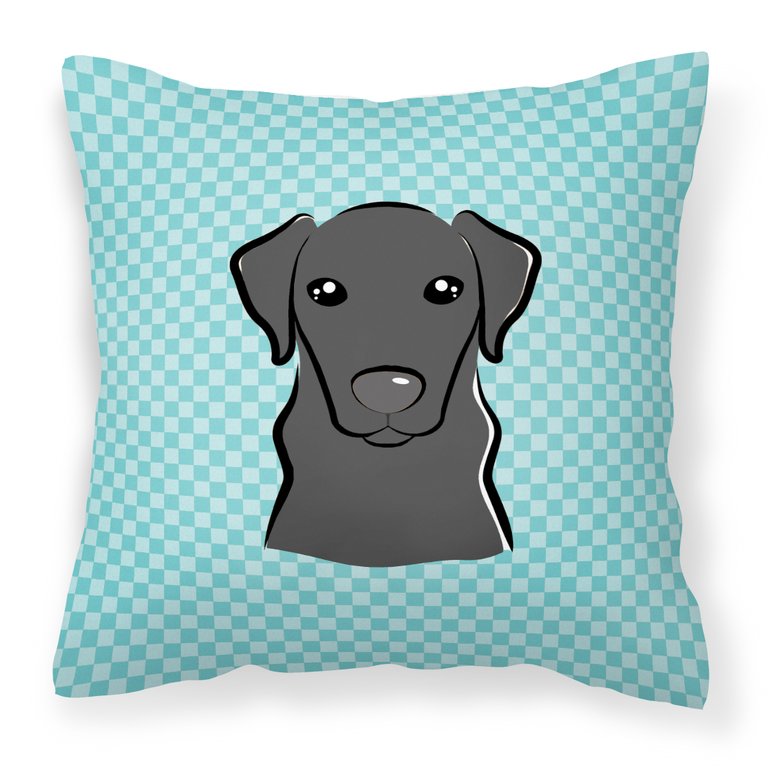 Checkerboard Blue Black Labrador Fabric Decorative Pillow