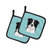 Checkerboard Blue Border Collie Pair of Pot Holders