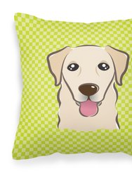 Checkerboard Lime Green Golden Retriever Fabric Decorative Pillow