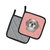 Checkerboard Pink Gray Silver Shih Tzu Pair of Pot Holders