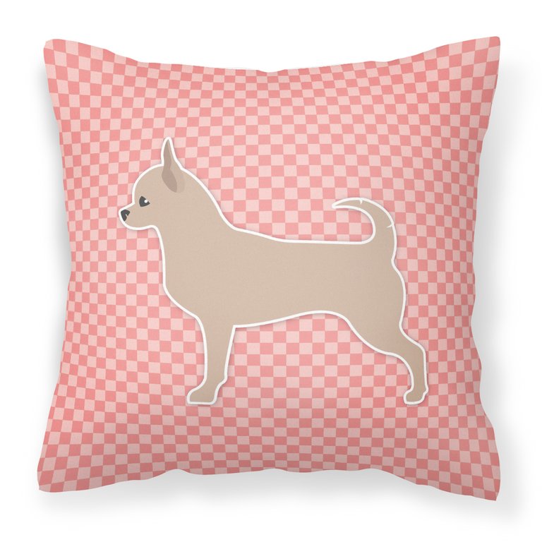 Chihuahua Checkerboard Pink Fabric Decorative Pillow