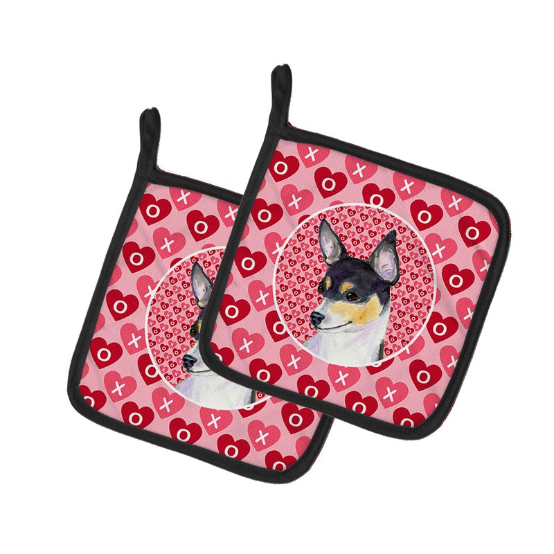 Caroline's Treasures Chihuahua Hearts Love And Valentine's Day Portrait Pair Of Pot Holders In Pink