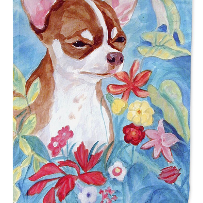 Caroline's Treasures Chihuahua In Flowers Garden Flag 2-sided 2-ply