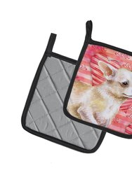 Chihuahua Leg up Love Pair of Pot Holders