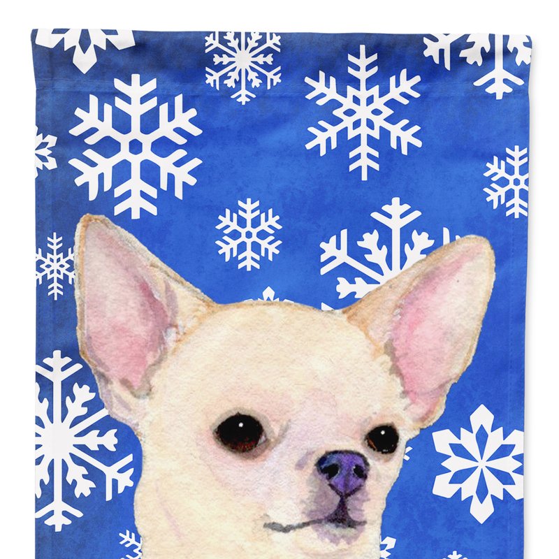 Caroline's Treasures Chihuahua Winter Snowflakes Holiday Garden Flag 2-sided 2-ply