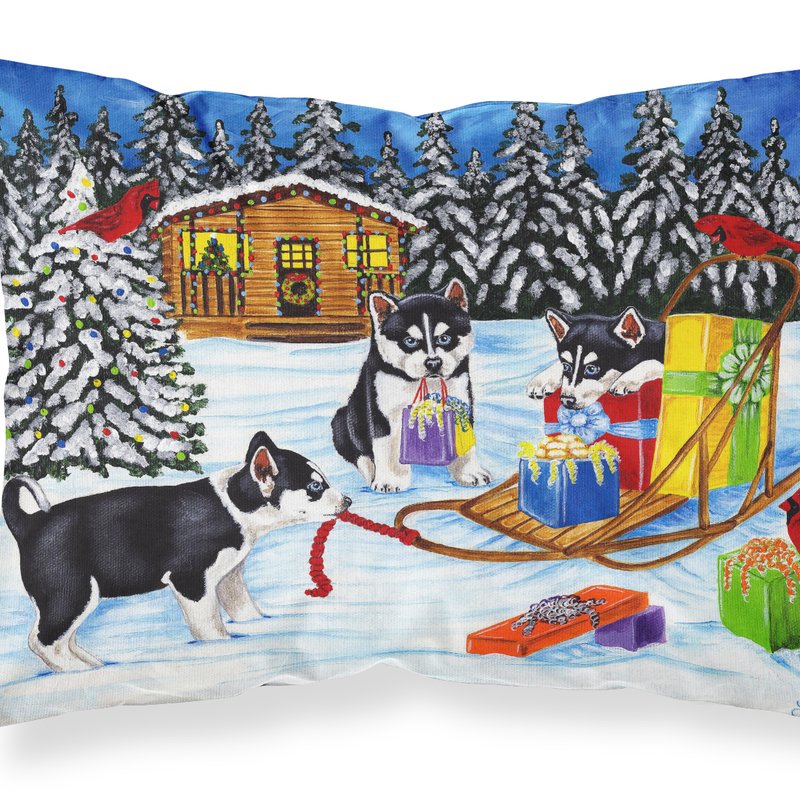 Caroline's Treasures Christmas Mush Siberian Husky Fabric Standard Pillowcase