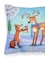 Christmas Present from the Fox Fabric Decorative Pillow