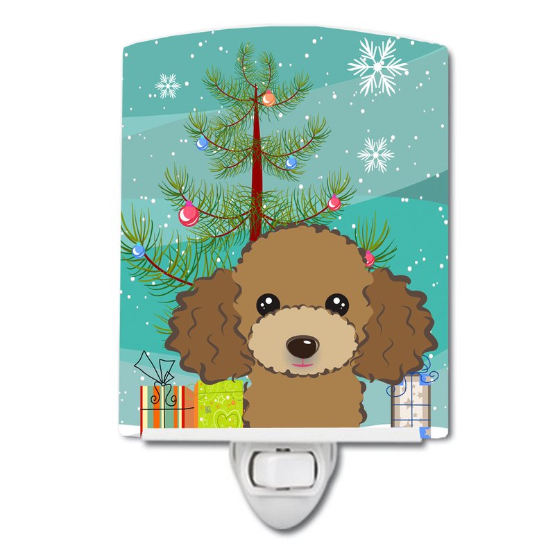 Shop Caroline's Treasures Christmas Tree And Chocolate Brown Poodle Ceramic Night Light
