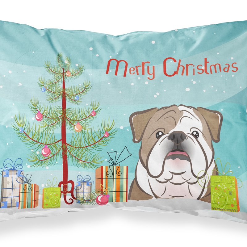 Caroline's Treasures Christmas Tree And English Bulldog Fabric Standard Pillowcase