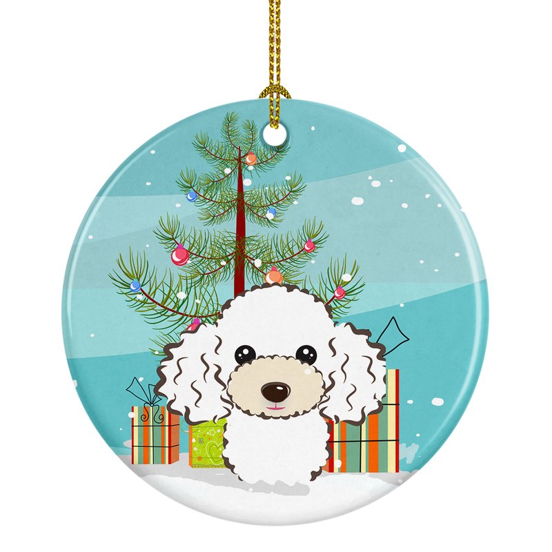 Caroline's Treasures Christmas Tree And White Poodle Ceramic Ornament In Multi