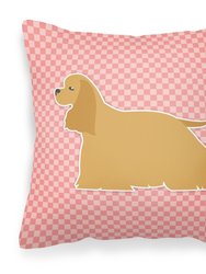 Cocker Spaniel Checkerboard Pink Fabric Decorative Pillow