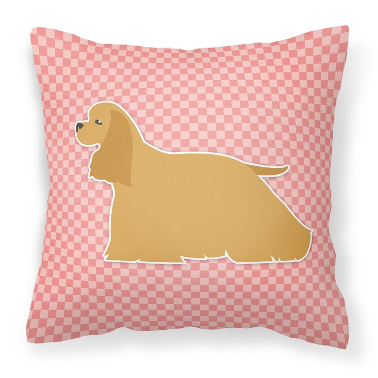 Cocker Spaniel Checkerboard Pink Fabric Decorative Pillow