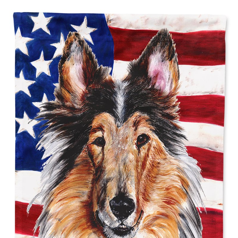 Caroline's Treasures Collie With American Flag Usa Garden Flag 2-sided 2-ply