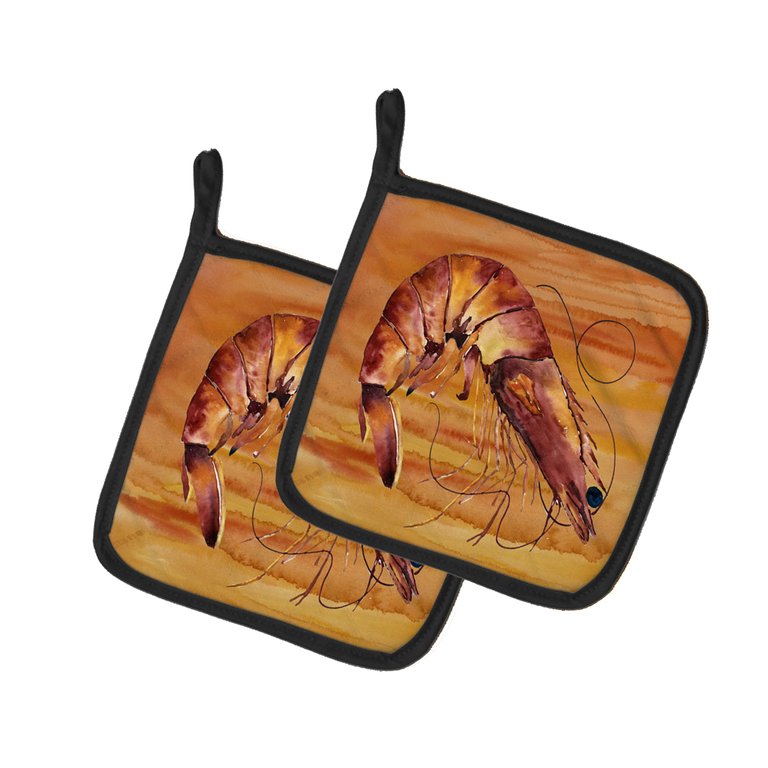 Cooked Shrimp Spicy Hot Pair of Pot Holders