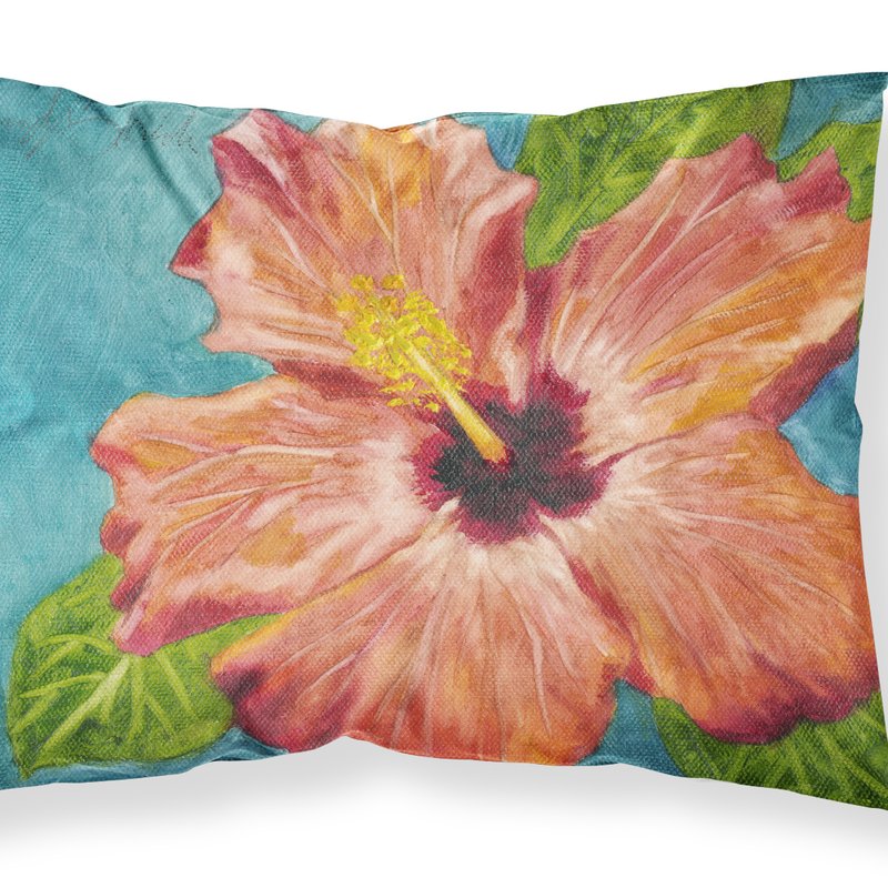 Caroline's Treasures Coral Hibiscus By Malenda Trick Fabric Standard Pillowcase