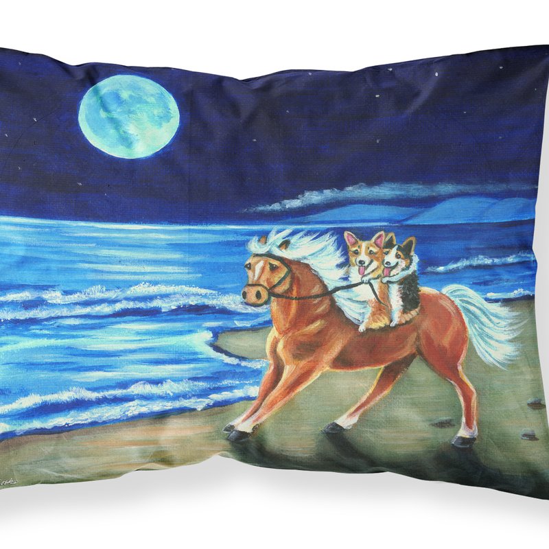 Caroline's Treasures Corgi Beach Ride On Horse Fabric Standard Pillowcase