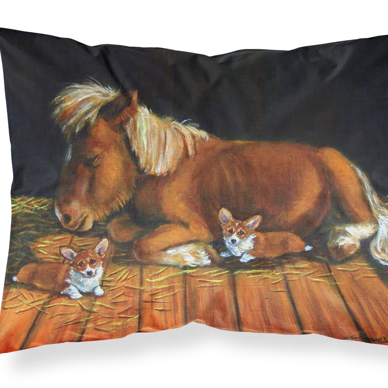 Caroline's Treasures Corgi Snuggles The Pony Fabric Standard Pillowcase