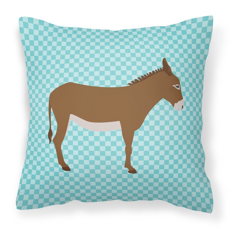 Cotentin Donkey Blue Check Fabric Decorative Pillow