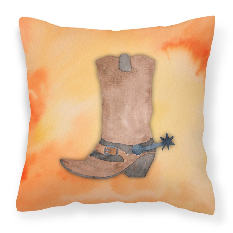 Cowboy Boot Watercolor Fabric Decorative Pillow