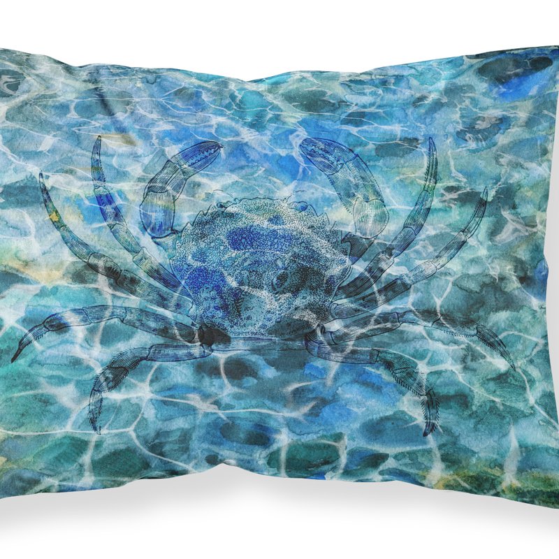 Caroline's Treasures Crab Under Water Fabric Standard Pillowcase In Blue