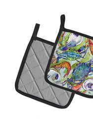 Crabs, Shrimp and Oysters Pair of Pot Holders