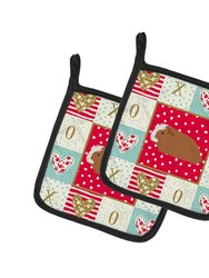 Crested Guinea Pig Love Pair of Pot Holders