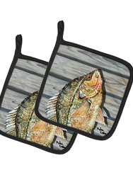 Croppie Fish on Pier Pair of Pot Holders