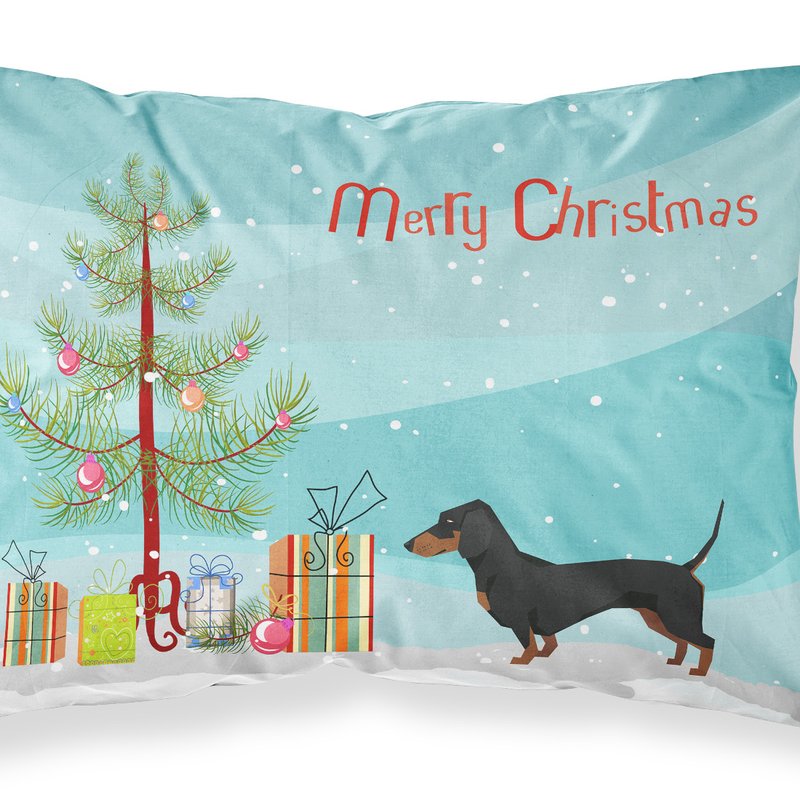 Caroline's Treasures Dachshund Christmas Tree Fabric Standard Pillowcase In Multi