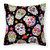 Day of the Dead Black Fabric Decorative Pillow - Black