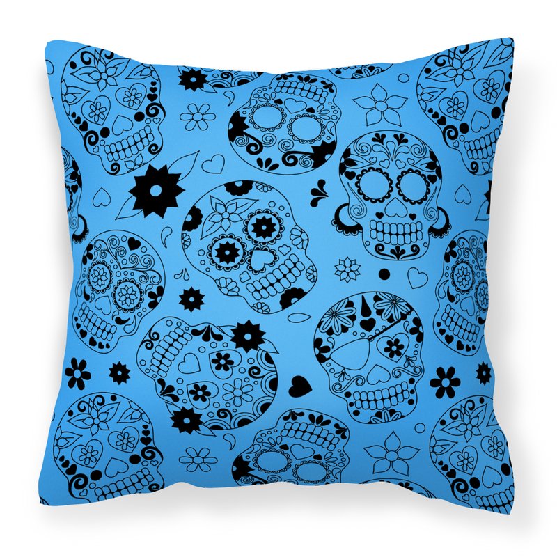 Caroline's Treasures Day Of The Dead Blue Fabric Decorative Pillow