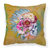 Day of the Dead Flowers Skull  Fabric Decorative Pillow - Brown