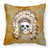 Day of the Dead Indian Skull Fabric Decorative Pillow - Brown