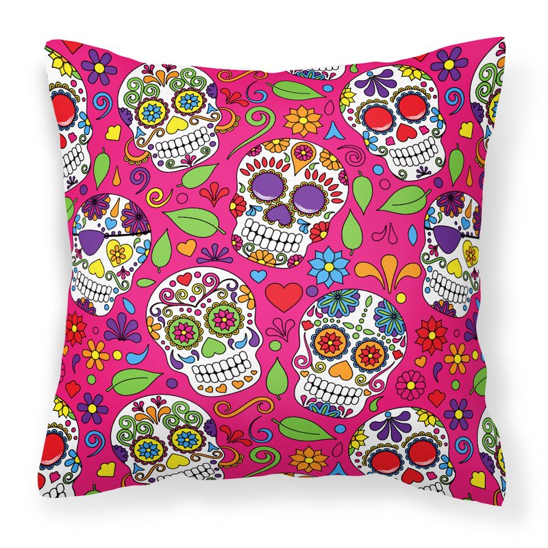 Caroline's Treasures Day Of The Dead Pink Fabric Decorative Pillow