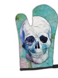 Day of the Dead Teal Skull Oven Mitt - Pink