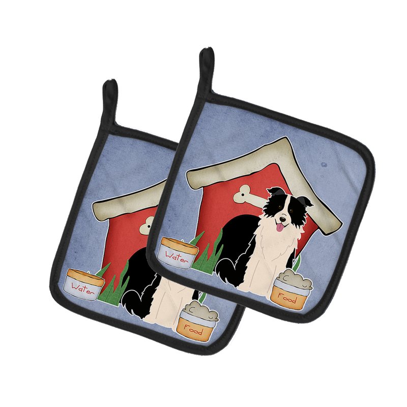 Caroline's Treasures Dog House Collection Border Collie Black White Pair Of Pot Holders In Multi