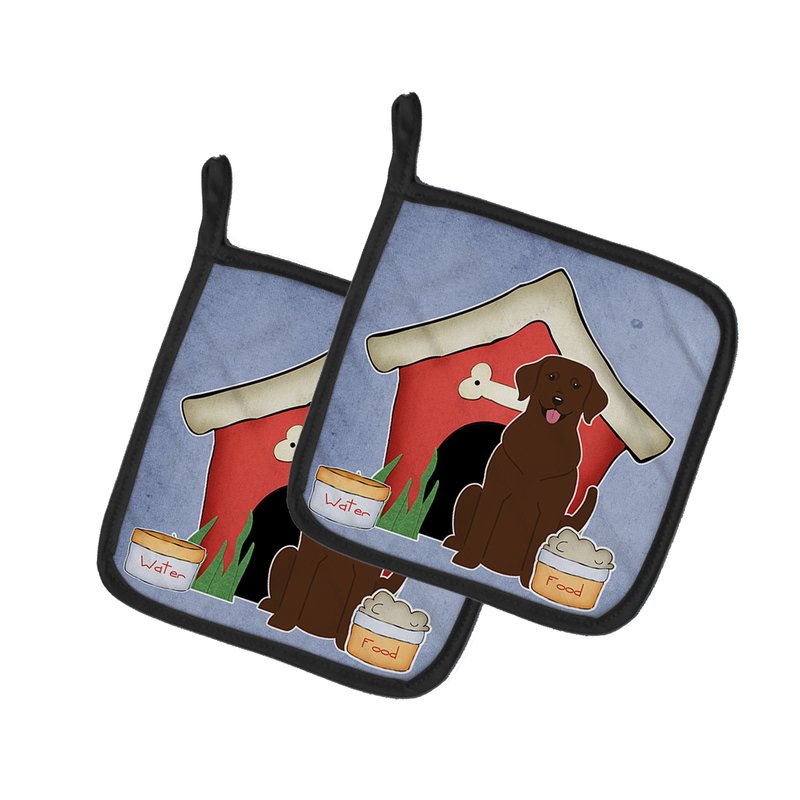 Caroline's Treasures Dog House Collection Chocolate Labrador Pair Of Pot Holders In Multi
