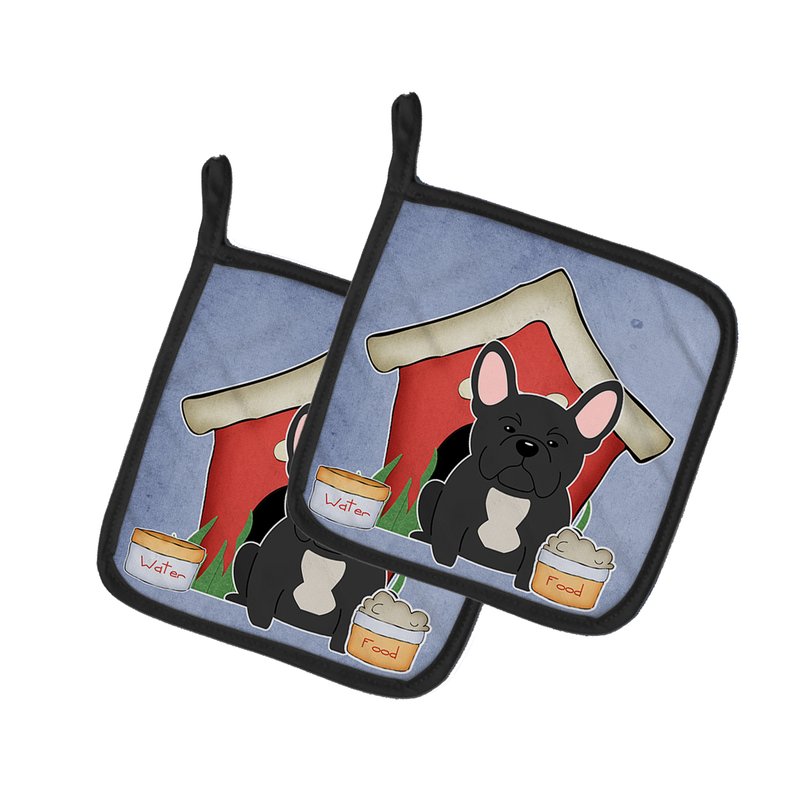 Caroline's Treasures Dog House Collection French Bulldog Black Pair Of Pot Holders In Multi