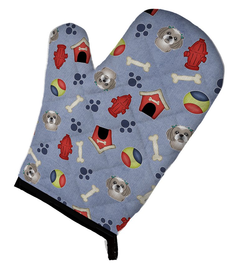 Dog House Collection Gray Silver Shih Tzu Oven Mitt