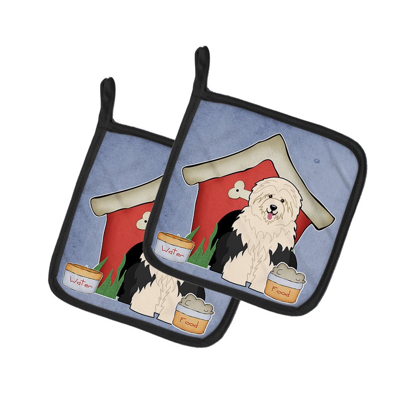 Caroline's Treasures Dog House Collection Old English Sheepdog Pair Of Pot Holders In Animal Print
