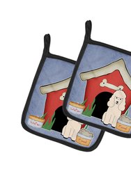 Dog House Collection Poodle White Pair of Pot Holders
