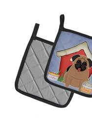 Dog House Collection Pug Brown Pair of Pot Holders