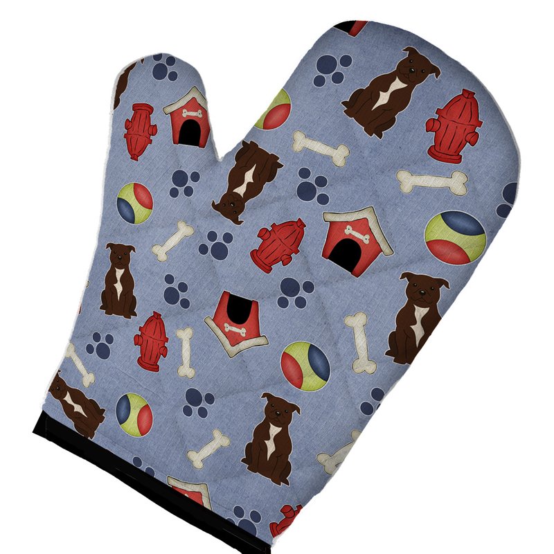 Caroline's Treasures Dog House Collection Staffordshire Bull Terrier Chocolate Oven Mitt In Multi