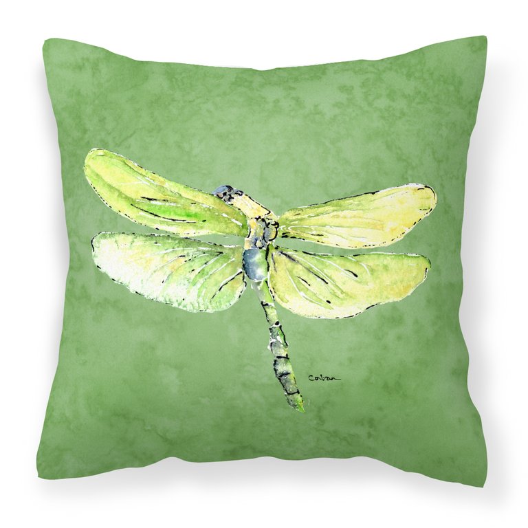 Dragonfly on Avacado Fabric Decorative Pillow