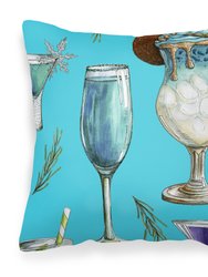 Drinks and Cocktails Blue Fabric Decorative Pillow