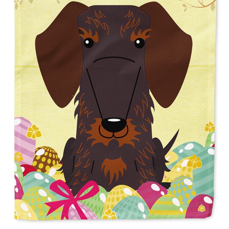 Caroline's Treasures Easter Eggs Wire Haired Dachshund Chocolate Garden Flag 2-sided 2-ply In Yellow